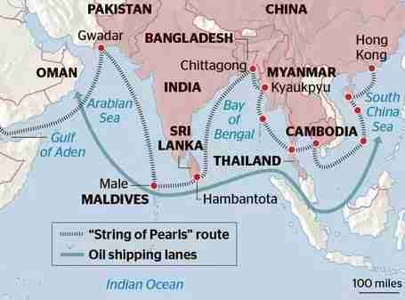 Chinese String of Pearls Strategy in Indian Ocean