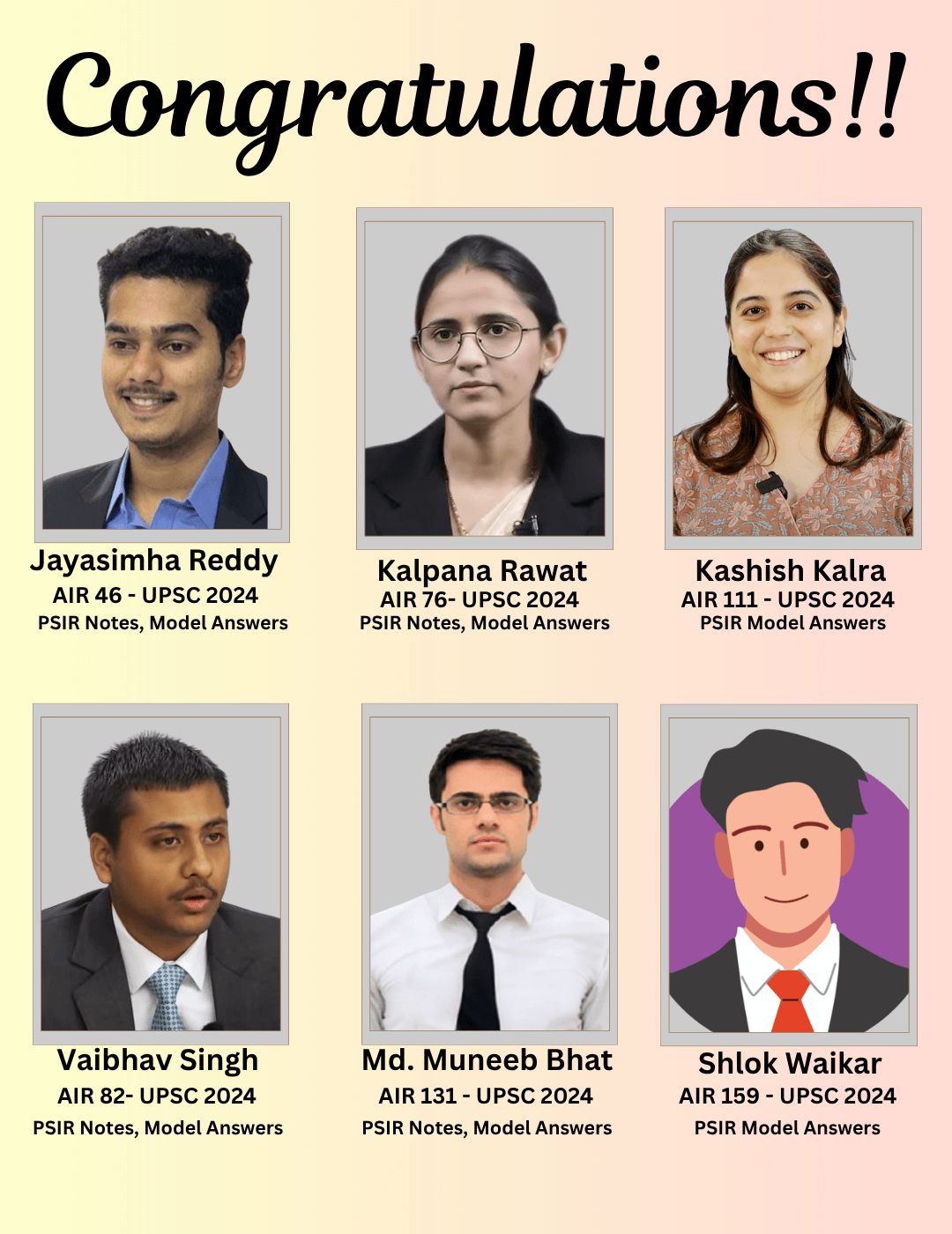 PSIR Toppers UPSC 2024 H